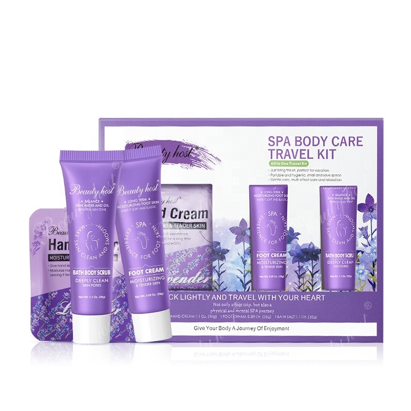 2024 New arrivals lavender Spa body care travel kit with hand cream & foot cream and bath body scrub