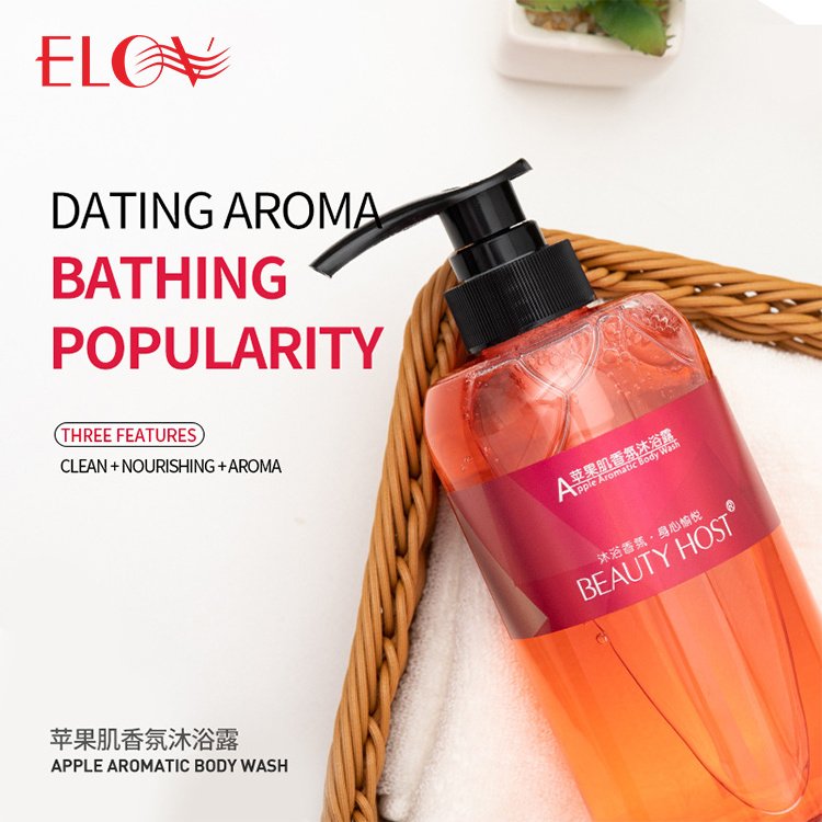 Private Label Natural Organic 500ml Apple Aromatic Bath Soap Body Wash OEM Wholesale Liquid Skin Whitening Shower Gel