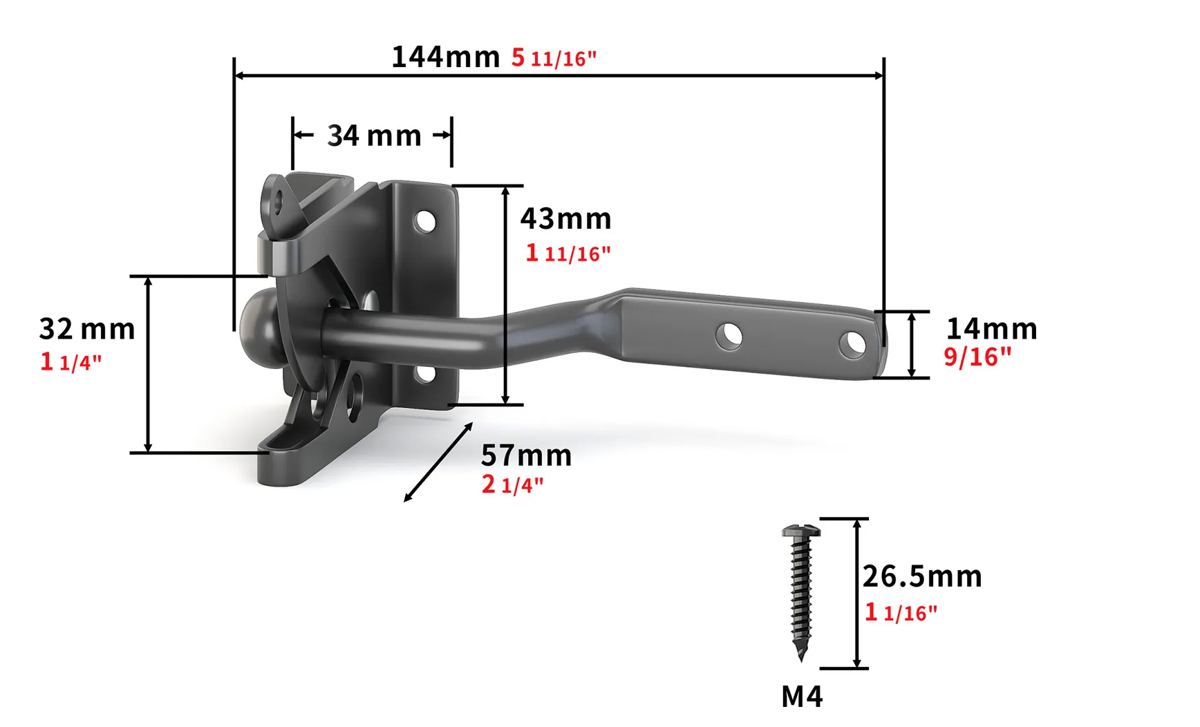 High quality steel gate latch 2 sizes small black latch for farm and wooden fences