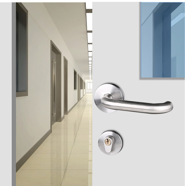 Customize Stainless Steel Round Tube Fire Door Handle Escape Door Lock Handle Hardware Accessories for Wooden Door Anti Fire