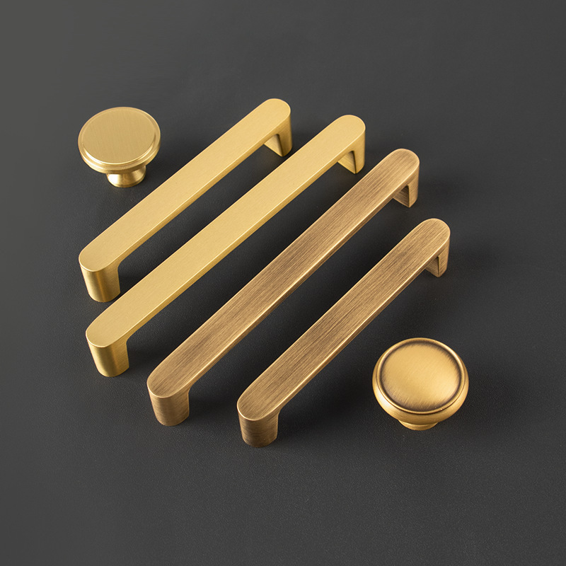 Modern Simple Solid golden finished brass handles brushed brass kitchen cabinet Wardrobe handle pull furniture hardware