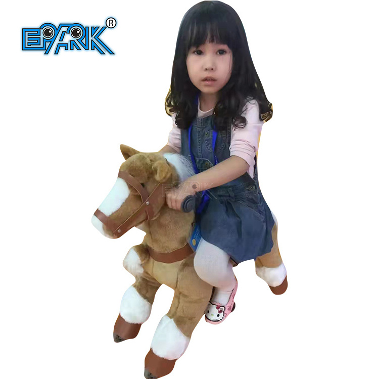 Small Size Children Games Mechanical Plush Toy Riding Horse On Wheel Rocking Horse for Kids