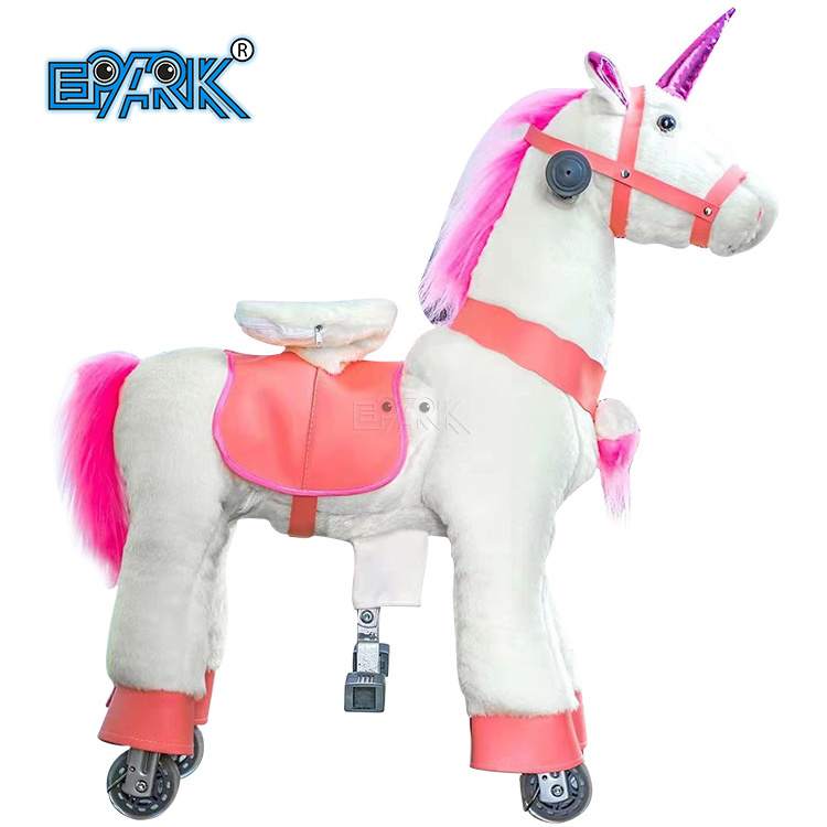 Small Size Children Games Mechanical Plush Toy Riding Horse On Wheel Rocking Horse for Kids