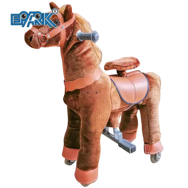 Small Size Children Games Mechanical Plush Toy Riding Horse On Wheel Rocking Horse for Kids