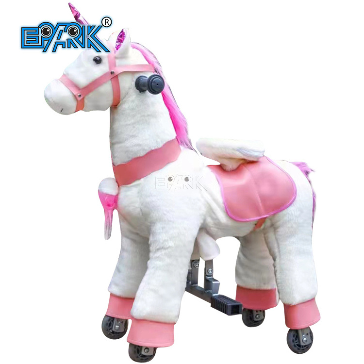 Small Size Children Games Mechanical Plush Toy Riding Horse On Wheel Rocking Horse for Kids