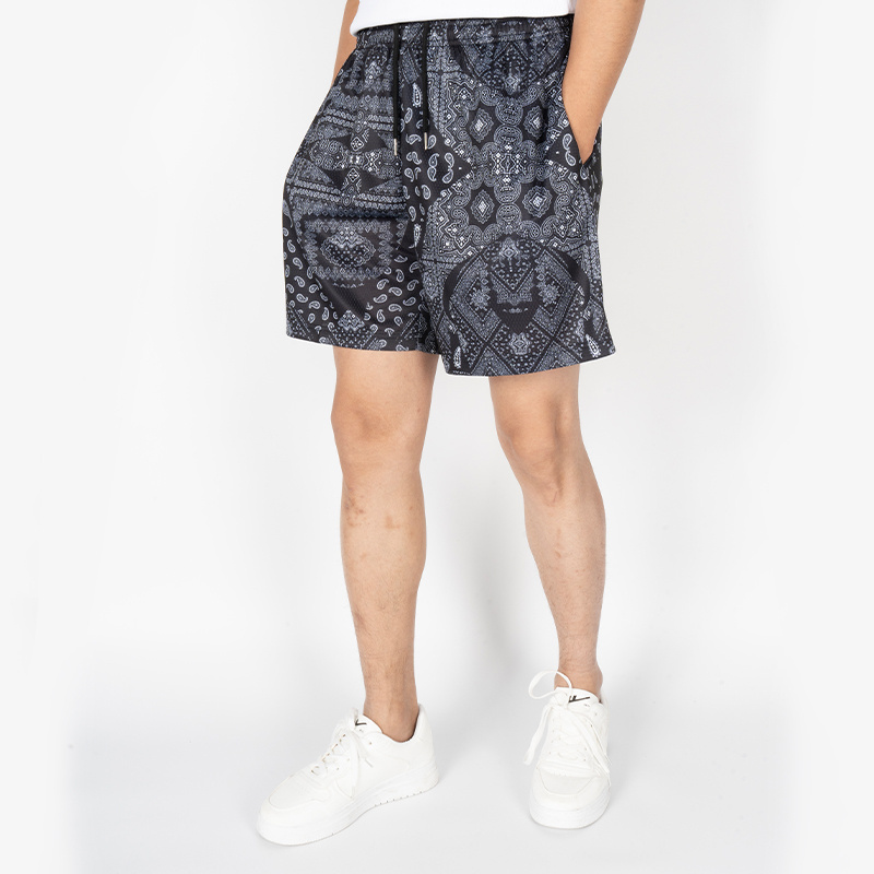 high quality bandana printing shorts  streetwear paisley print sports gym custom mens shorts for men