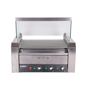 Hot dog 11 Rollers with bun warmer Electric Automatic Hot Dog Making machine Sausage Roller For Sale