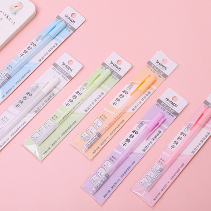 Candy Color Glue Pen Refill Dot Liner Contact Adhesive Pastel Dispensing Quick-drying Glue Portable Memo Stationery gift