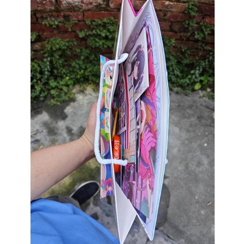 1Set 30cm Boxed Anime Lucky Gift Bag Toy Postcard Poster Badge Stickers Bookmark Sleeves Gift