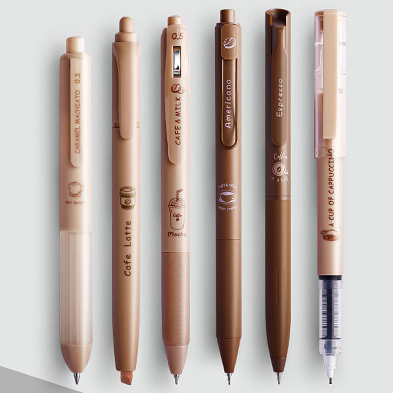 1Box Cute Coffee Gel Pen Cappuccino Mocha cafe latte Black 0.5MM Highlighter Pen Student