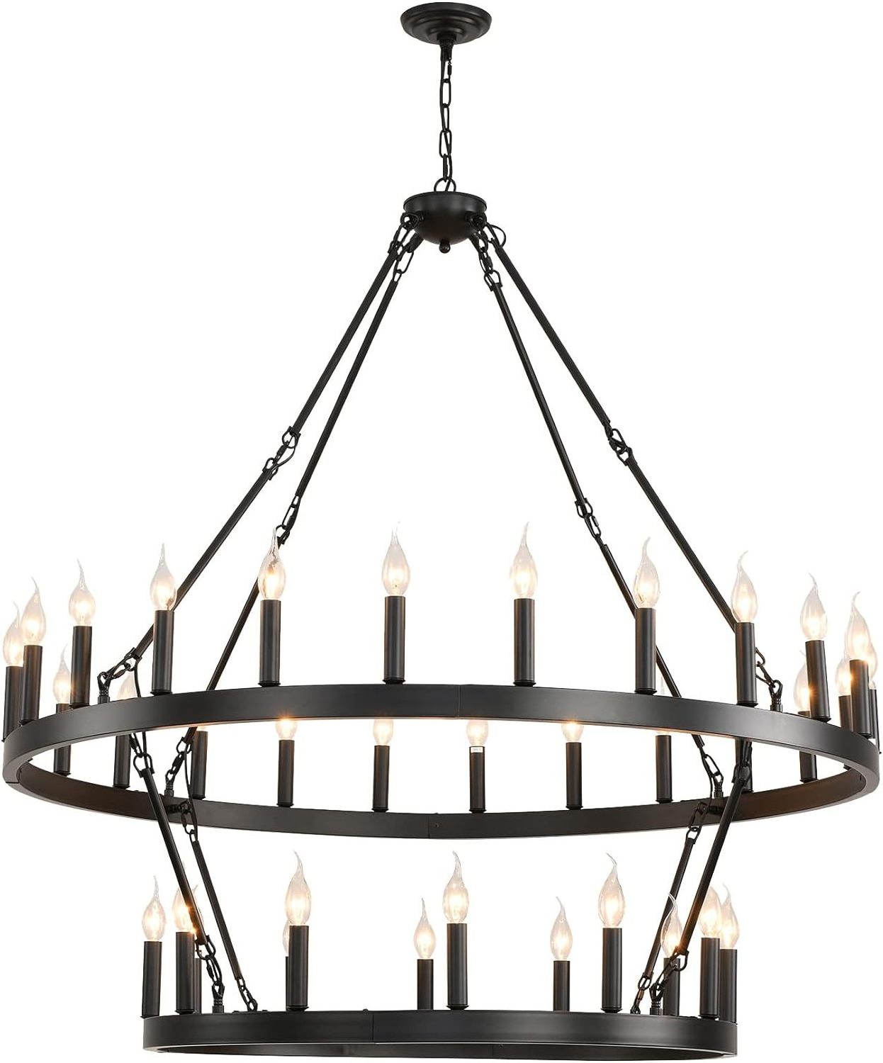 Black Wagon Wheel Chandelier Round Farmhouse Pendant Light Fixture Rustic Hanging Lighting modern wheel chandelier