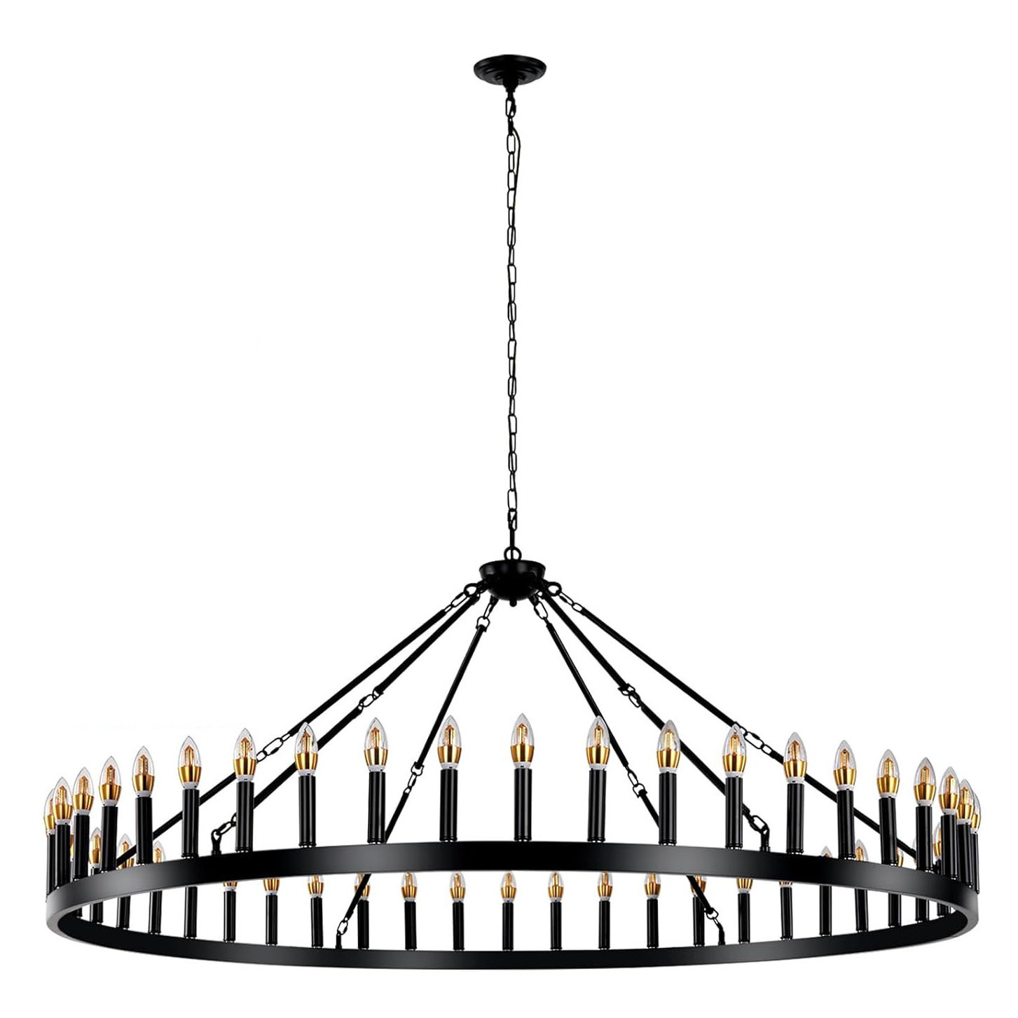 Black Wagon Wheel Chandelier Round Farmhouse Pendant Light Fixture Rustic Hanging Lighting modern wheel chandelier