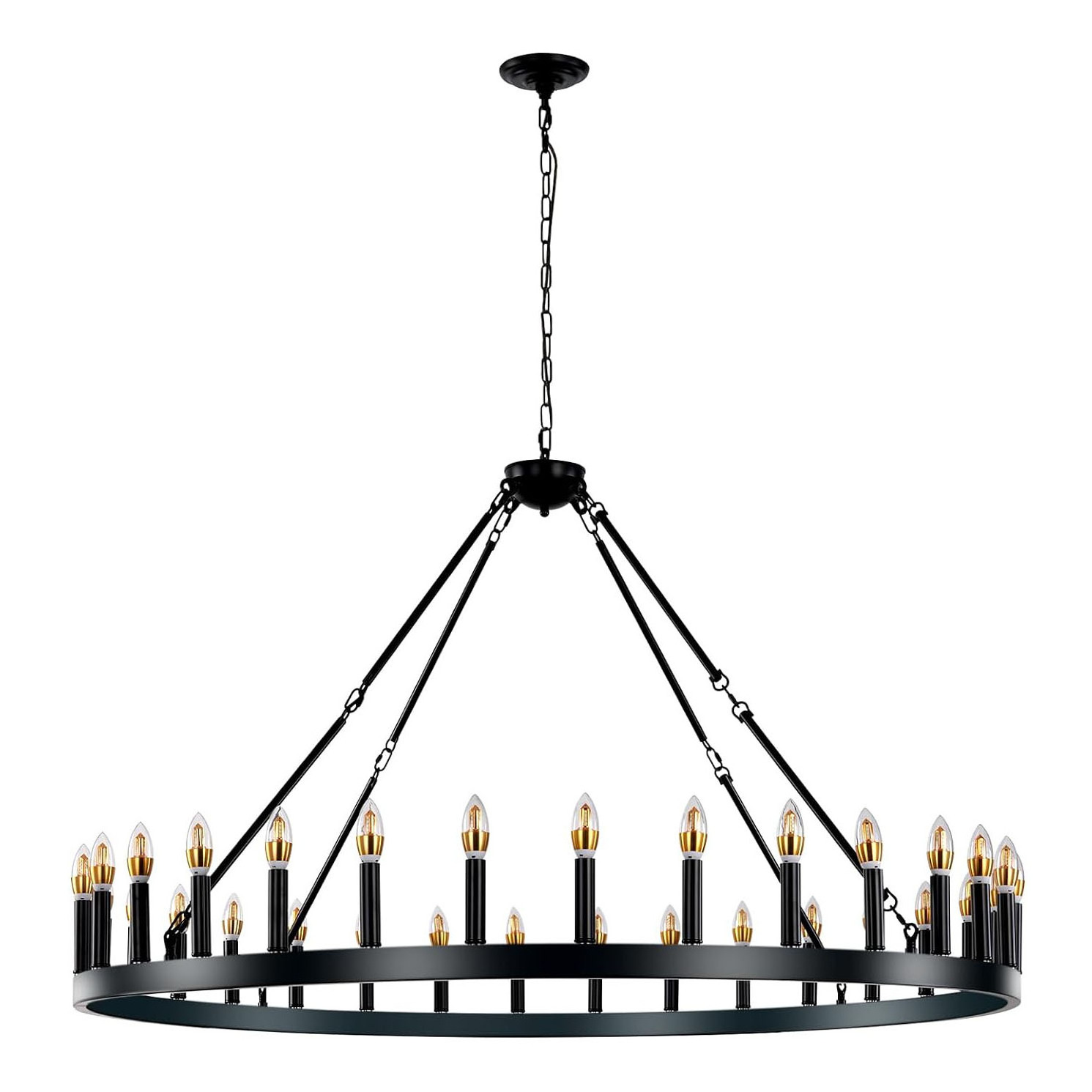 Black Wagon Wheel Chandelier Round Farmhouse Pendant Light Fixture Rustic Hanging Lighting modern wheel chandelier