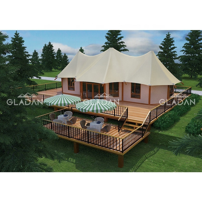 Luxury Camping Tent Hotel Outdoor Prefab Lodge Tents Glamping Tents 3 Rooms with Bathroom