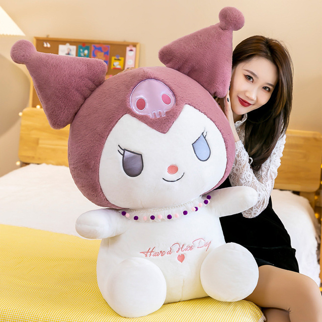 40/60/75/90cm wholesale kawaii sanrio figure kuromi pink plushie toys dolls custom super soft baby plushy toy for kids gifts