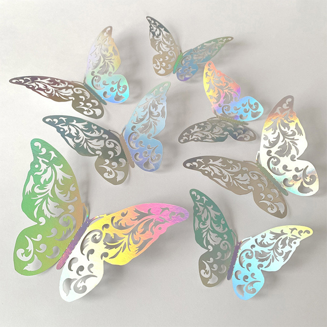 3d butterfly stickers decoration wall multicolour christmas hollow decor mirror kids room foil butterflies wall sticker