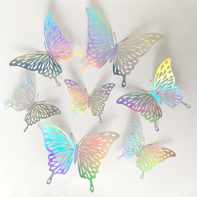 3d butterfly stickers decoration wall multicolour christmas hollow decor mirror kids room foil butterflies wall sticker