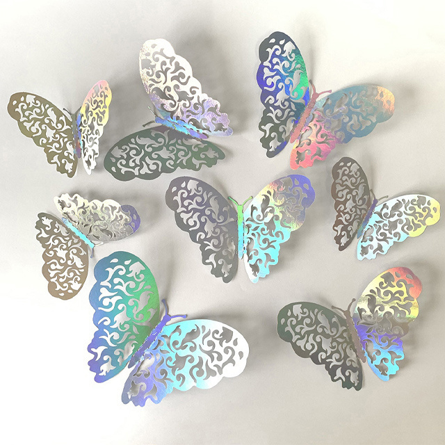 3d butterfly stickers decoration wall multicolour christmas hollow decor mirror kids room foil butterflies wall sticker