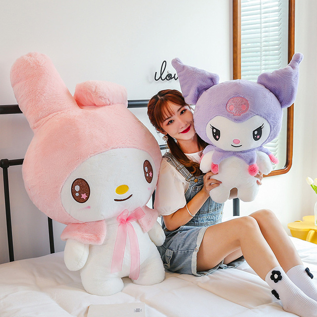 25-110cm kawaii sanrio figure kuromi my melody pink purple plushie toys dolls custom super soft baby plushy toy for kids gifts