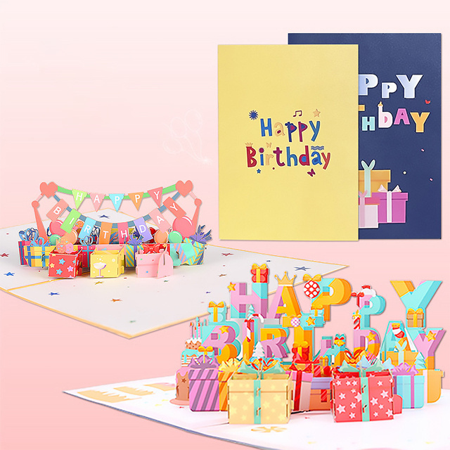 3d pop up greeting birthday invitation cards bulk custom printing funny baby happy birthday cards for kids