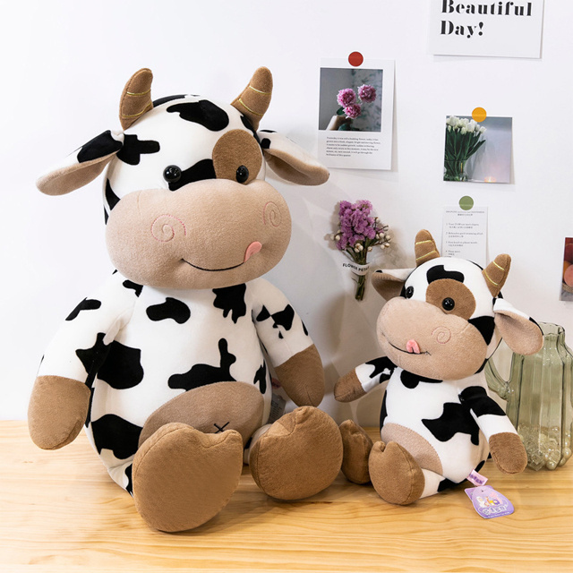 30/40/50/70cm mini milk cow kawaii cartoon plushie toys dolls wholesale custom cute animals super soft plushy toys for kids