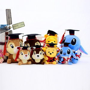 10-20cm wholesale graduation cap anime bear cat hello kitty plush toys custom cartoon stuffed plush figure toys for kids