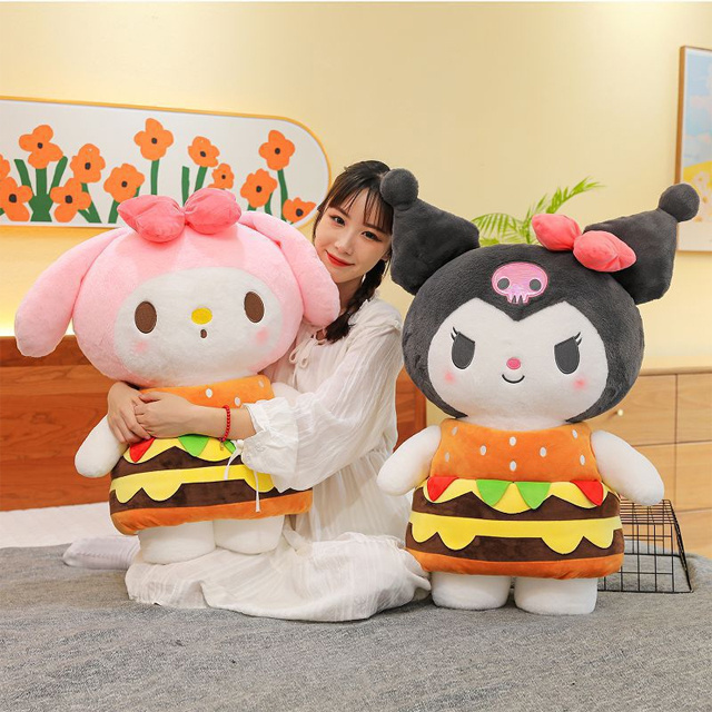 45-105cm kuromi melody sanrio food hamburger plushie cute super soft anime plush doll stuffed other baby plush figure toys