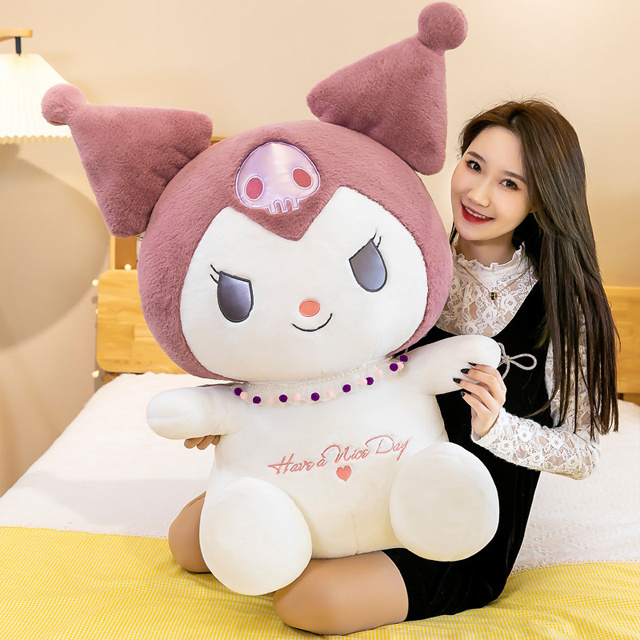 40/60/75/90cm wholesale kawaii sanrio figure kuromi pink plushie toys dolls custom super soft baby plushy toy for kids gifts