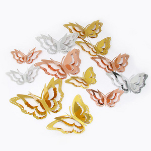 3d butterfly decoration rose golden three layers wedding prety 3d home decoration wall stickers