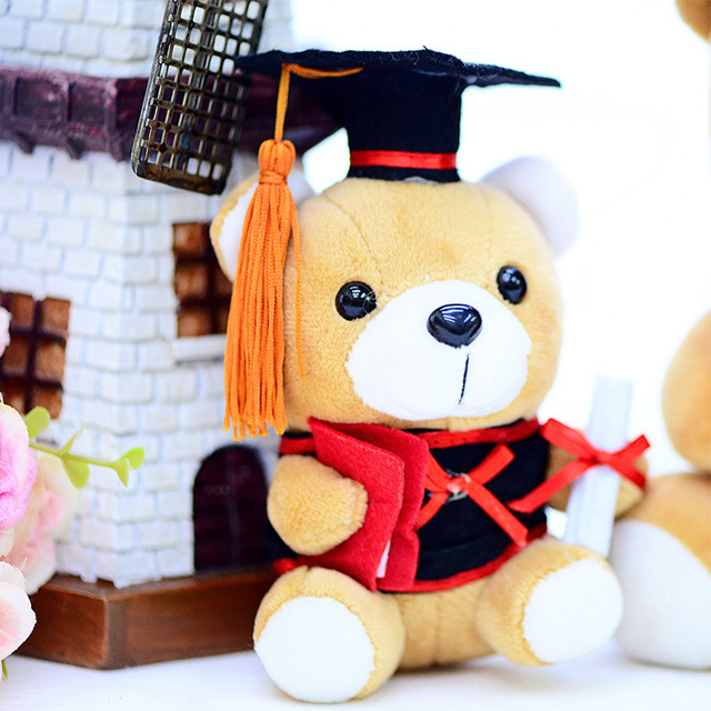 10-20cm wholesale graduation cap anime bear cat hello kitty plush toys custom cartoon stuffed plush figure toys for kids