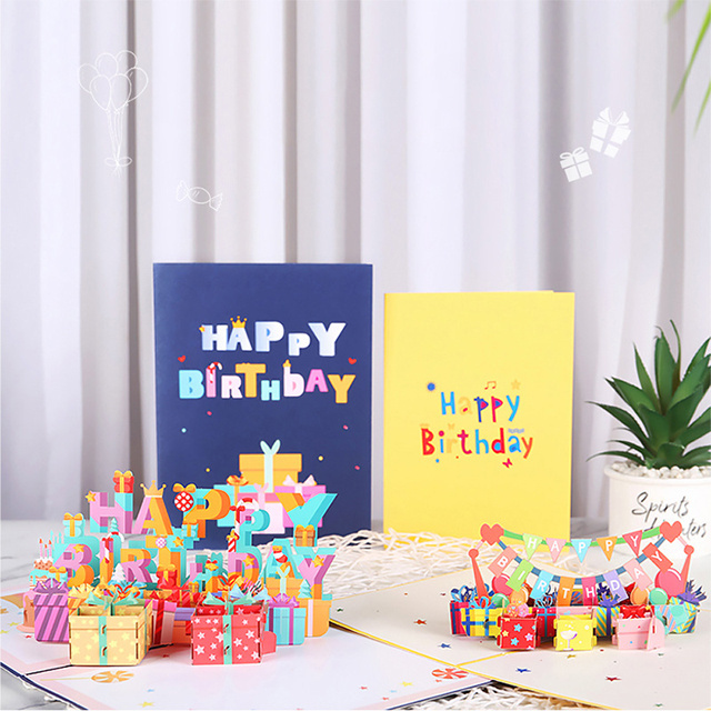 3d pop up greeting birthday invitation cards bulk custom printing funny baby happy birthday cards for kids