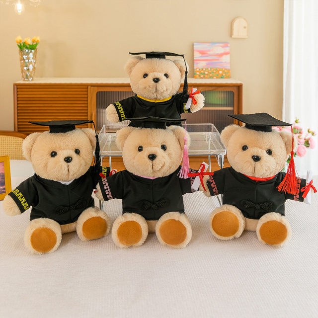 25-45cm wholesale kawaii mini graduation cap anime bear cute plush toys custom cartoon stuffed plush figure toys for kids