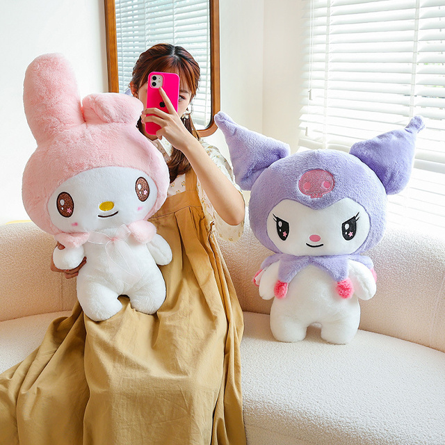 25-110cm kawaii sanrio figure kuromi my melody pink purple plushie toys dolls custom super soft baby plushy toy for kids gifts