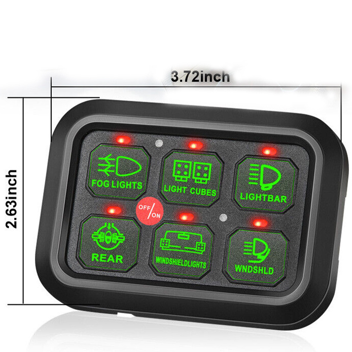 2023 Off road SUV CAR 6 Gang Rocker Switch Panel LED Digital 12/24V Wired Toggle Switch