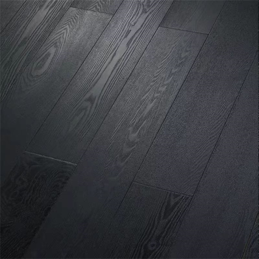 Simple Style Black Wire-brushed European Oak Multilayer Engineered Wood Floor Parquet Solid Composite Wooden Flooring