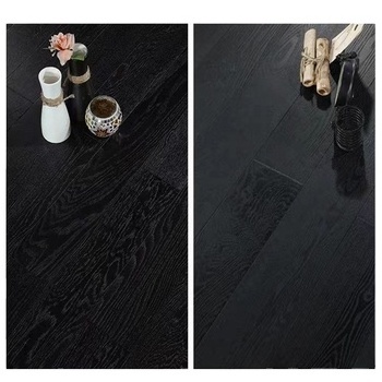 Simple Style Black Wire-brushed European Oak Multilayer Engineered Wood Floor Parquet Solid Composite Wooden Flooring