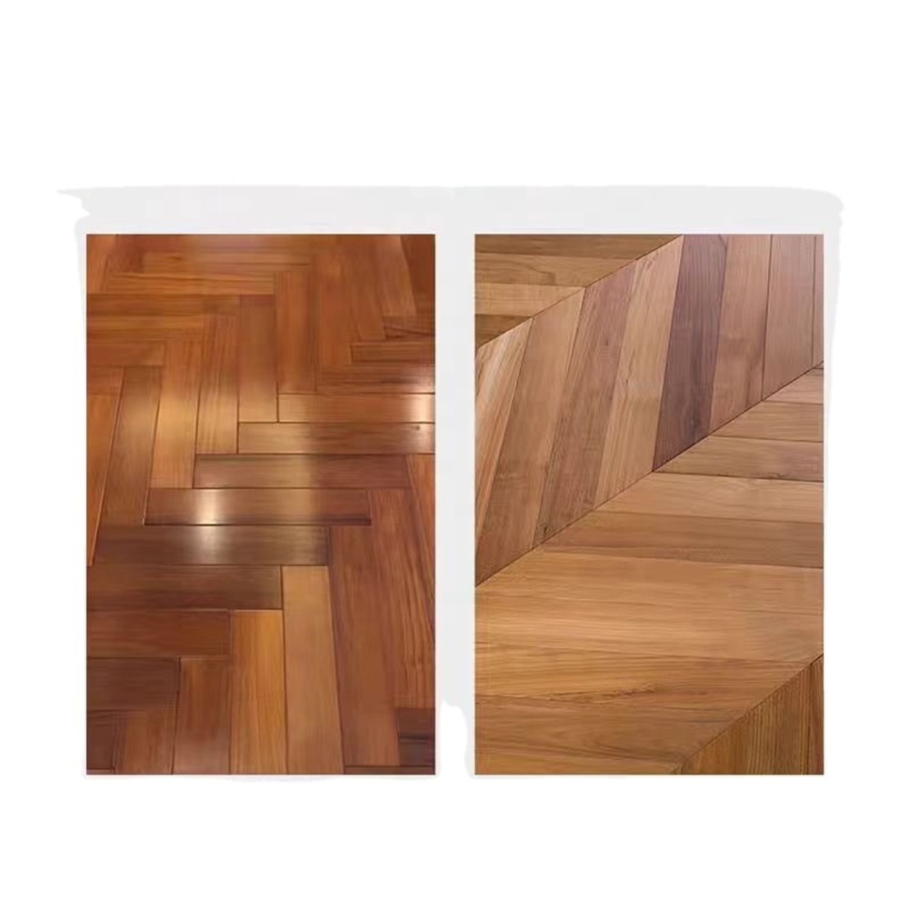 Indeformable Healthy Solid Wood Timber Floor Burma Teak Hardwood Flooring Parquet Herringbone Chevron Finshbone Wooden Floors