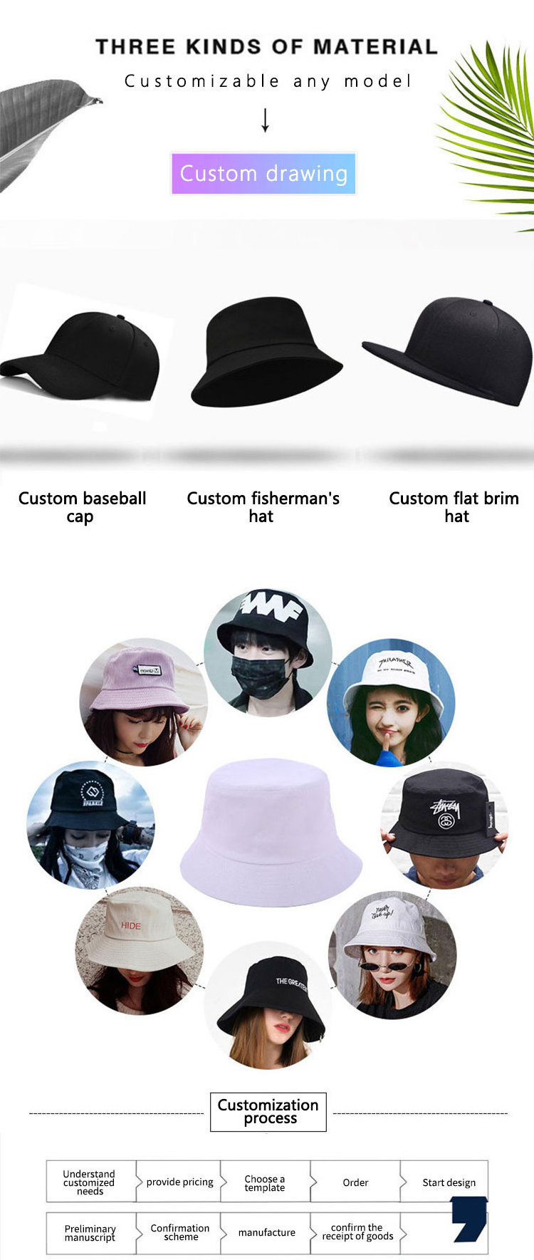 Wholesale Design Summer Sun Hat Fashion Plain Cotton Fisherman Caps Custom Logo Adult Blank Bucket Hats