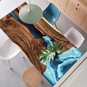 New Factory Special Luxury Modern Custom Ocean Long Solid Top Walnut High End Design Wood Dining River Resin Epoxy Table