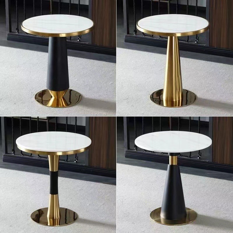 Light luxury living room gold-plated coffee table a few corners a few feet stainless steel round coffee table small round table