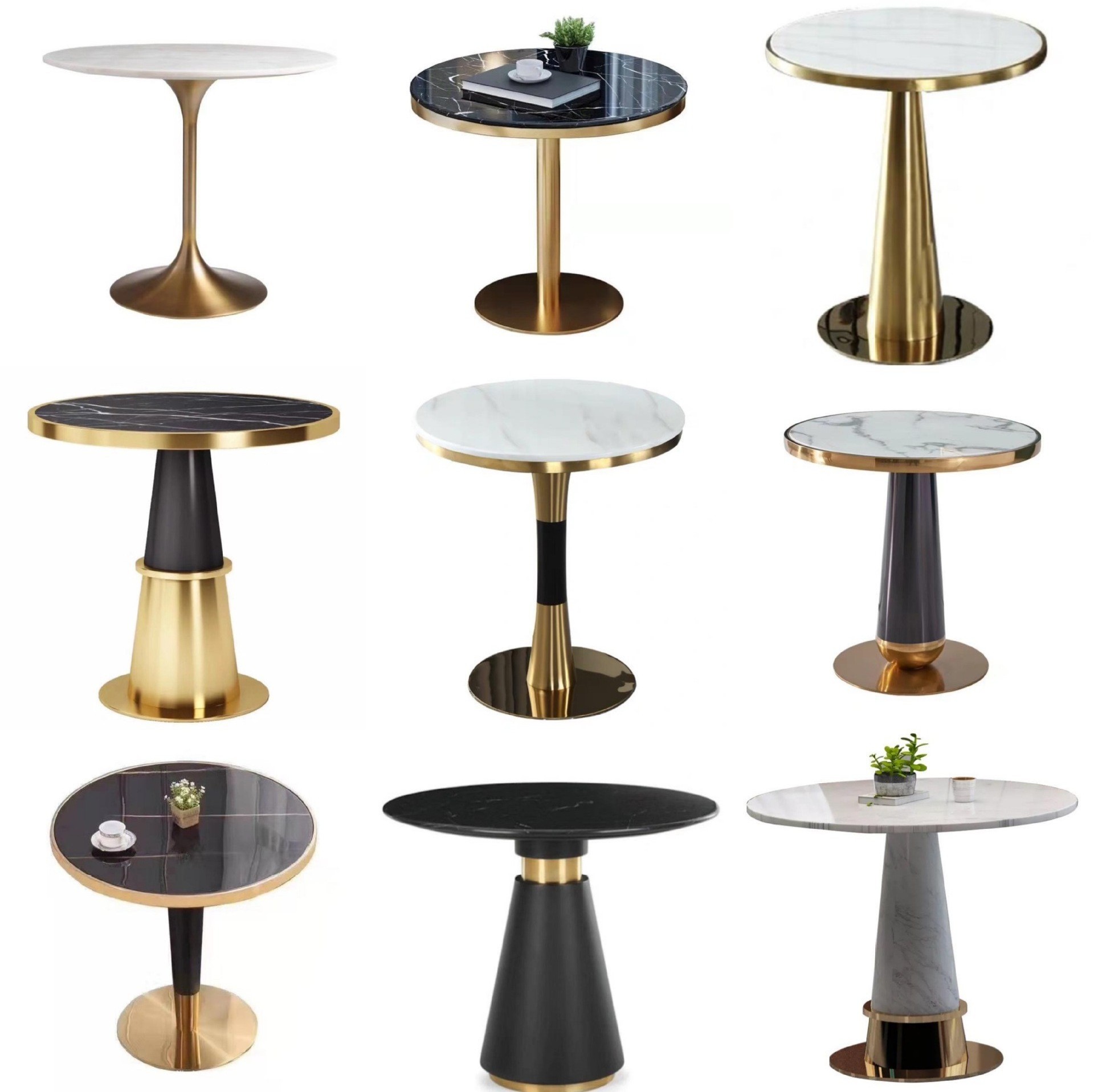 Light luxury living room gold-plated coffee table a few corners a few feet stainless steel round coffee table small round table