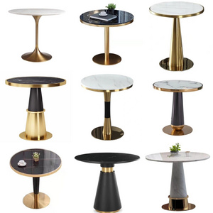 Light luxury living room gold-plated coffee table a few corners a few feet stainless steel round coffee table small round table