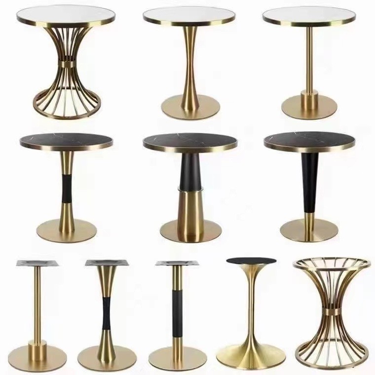 Light luxury living room gold-plated coffee table a few corners a few feet stainless steel round coffee table small round table