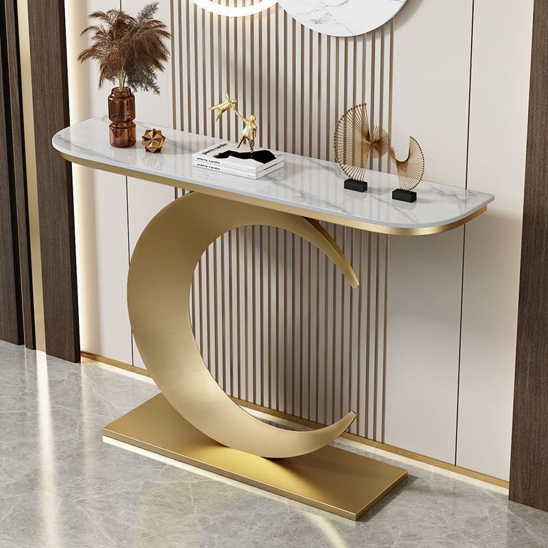 Italian Modern Design Console Table Luxury Modern Marble Top Golden Stainless Steel Base Console Tables