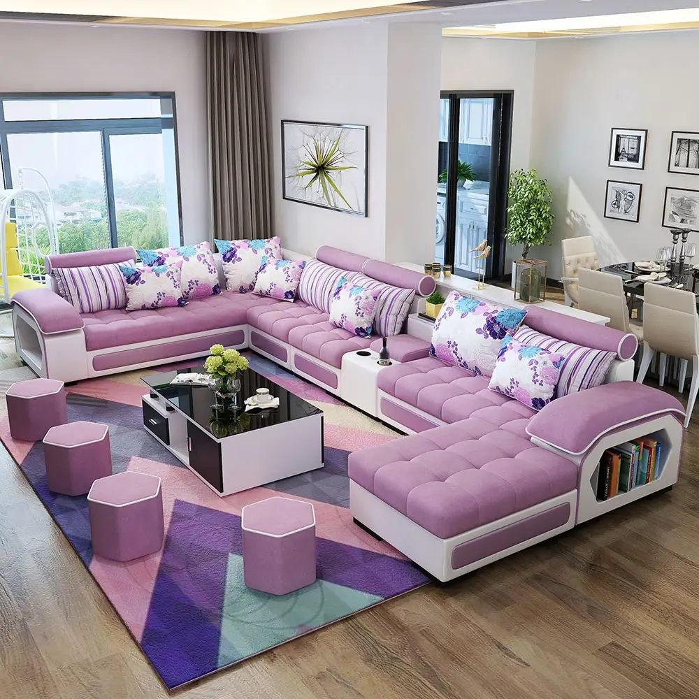 Modern custom combination furniture living room sofa bed fabric velvet 7 sets of 7-seat sofa set furniture living room sofa