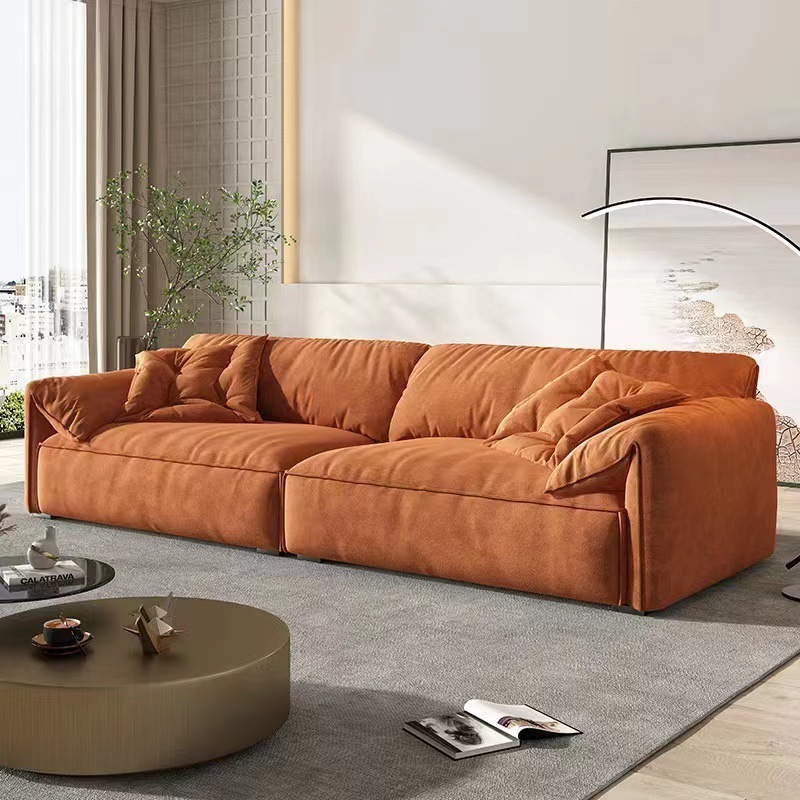 Italian modern simple fabric small apartment simple living room furniture technology cloth one double L-shaped sofa