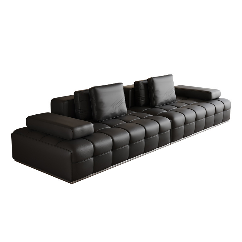 Lawrence straight row leather sofa Italian minimalist living room villa large flat floor designer leather sofa