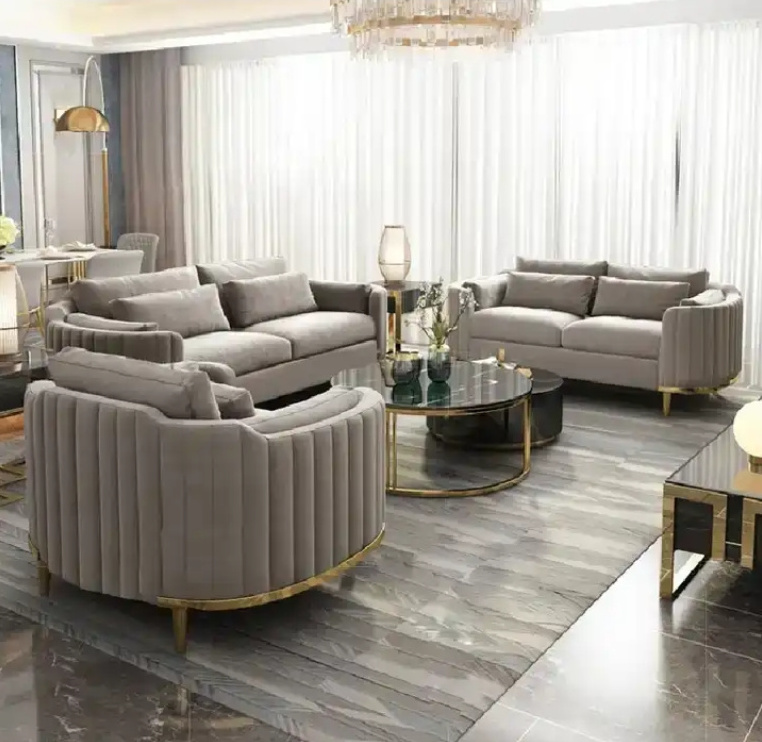 Support custom new Dubai Italian luxury sofa set living room furniture home curved dresser sofa set 1+2+3 sets