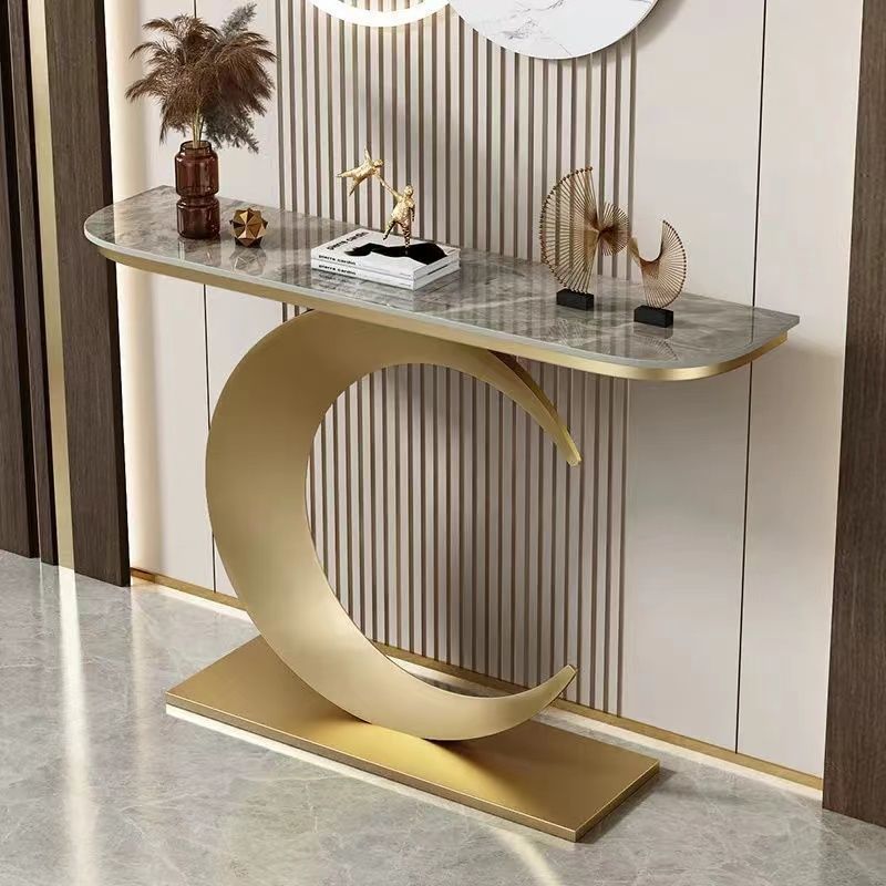 Italian Modern Design Console Table Luxury Modern Marble Top Golden Stainless Steel Base Console Tables