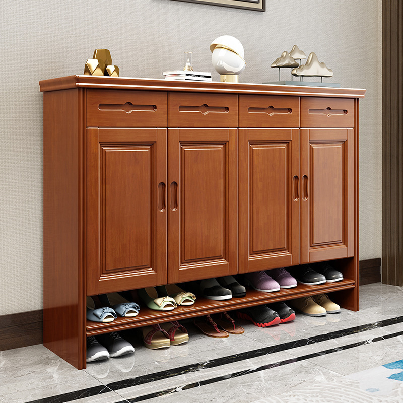 Modern Chinese solid wood shoe cabinet shoe rack simple entry cabinet multi-layer door shoe storage cabinet wholesale